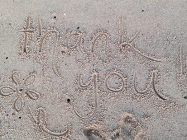 Thank you in the sand